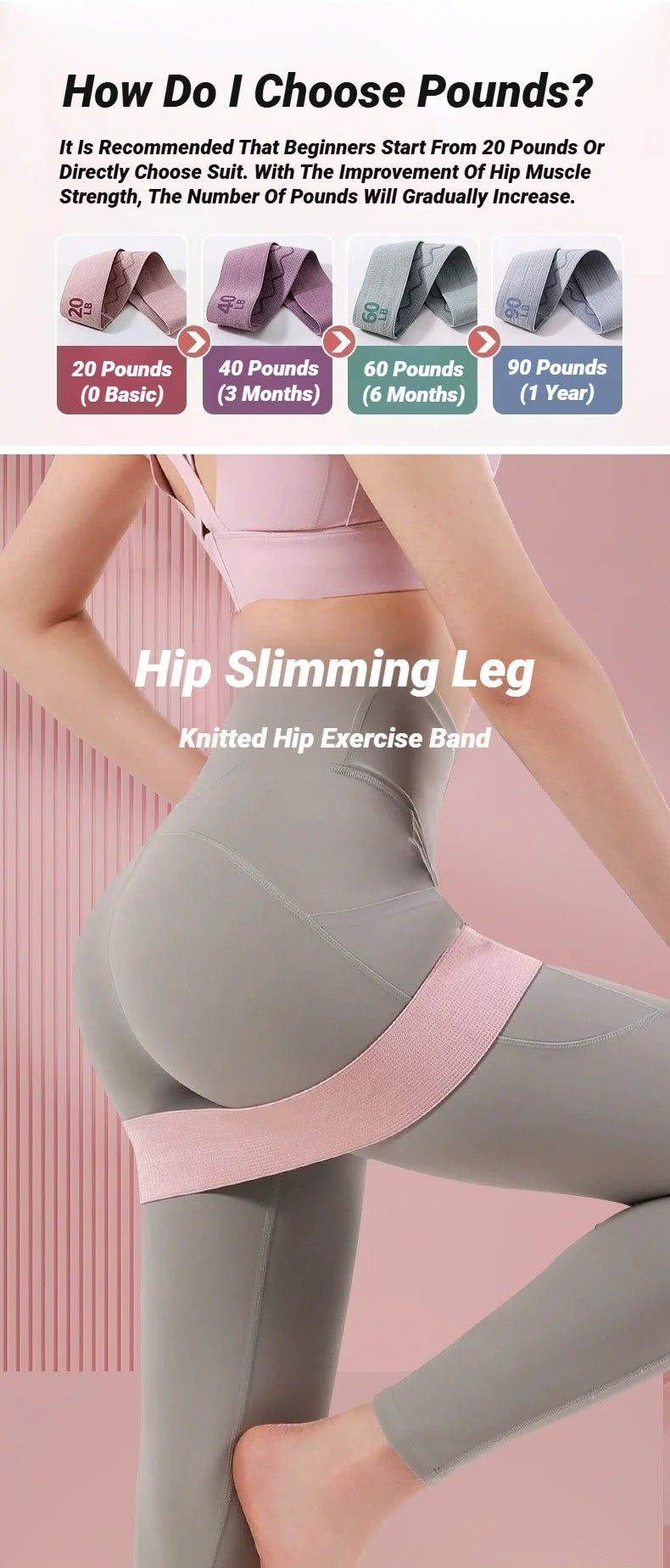 20-90LB Resistance Bands For Legs And Butt Hip